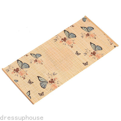 50cm Bamboo Woven Table Decorative Heat Insulation Mat Butterfly Print Tea Mat