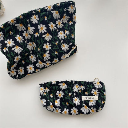 Floral Print Cosmetic Bag Pencil Case Travel Makeup Lipsticks Brushes Pouch 1 PC