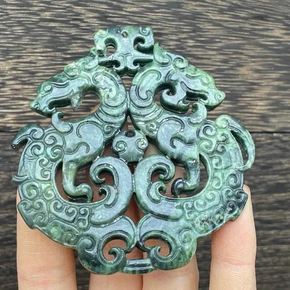 Collection China Xiuyu Double Dragon Jade Pendant Retro Jewelry Pendant