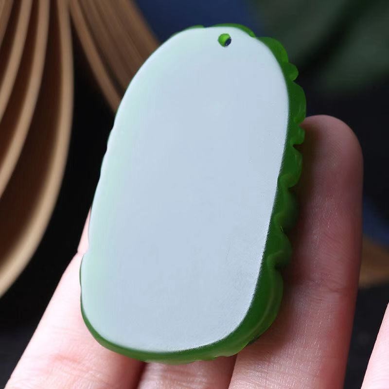 100% Natural green Chinese Hetian Jade 100% Hand-carved dragon Pendant.