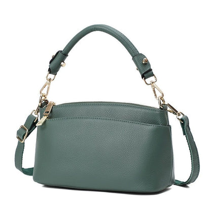 Genuine Leather Bag Women Crossbody Bag Handbag 3 Zippers Cowhide Shell Shape
