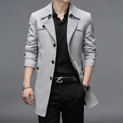 Spring Autumn Men Business Windbreaker Coat Mens Single Breasted Outerwear