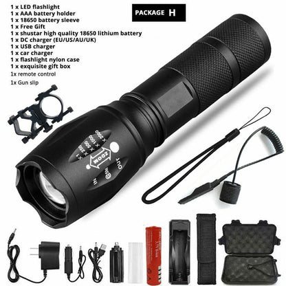 LED Flashlight Ultra Bright Waterproof MINI Torch T6/L2/V6 Zoomable Modes 18650