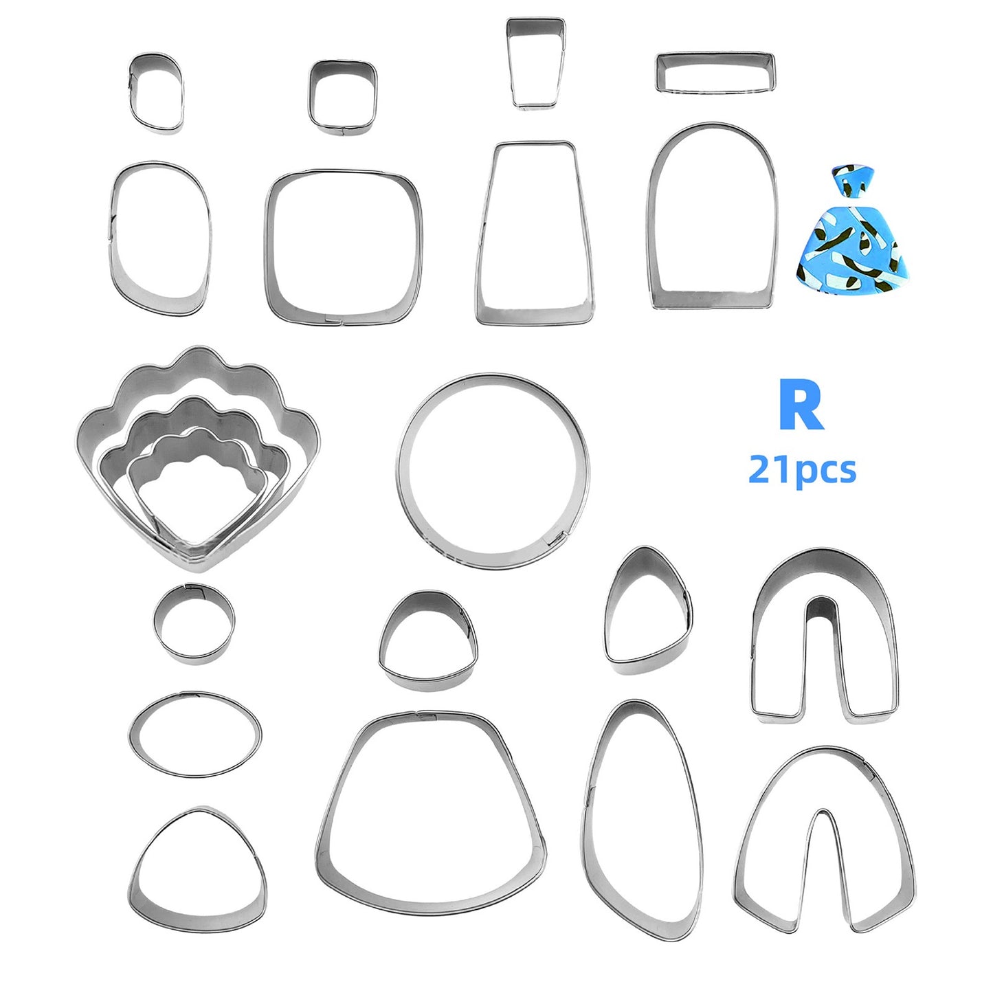 21Pcs DIY Stainless Steel Clay Earrings Set Jewellery Cutting Mold Making Tool