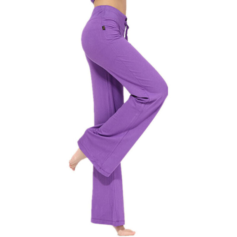 Women Casual Flared Trousers Long Pants Baggy Elastic Yoga Dance Sports Pants