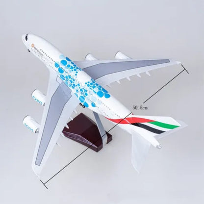 45CM 1:160 Diecast Model Airlines Airbus A380 Resin Airplane Display Lamp Sounds