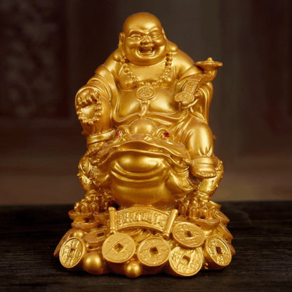 Toad Mido Laughing Buddha Statue Sculpture Lucky Fortune Statue Feng Shui Decoration -