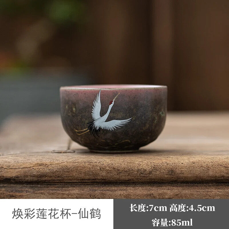 85ml Ceramic Teacup Retro Colorful Vitalmine Master Cup Tea Bowl Kung Fu Teaware