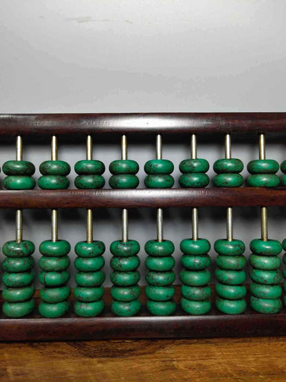 Chinese Rosewood Inlaid Silver Dollar & Turquoise Bead Exquisite Abacus