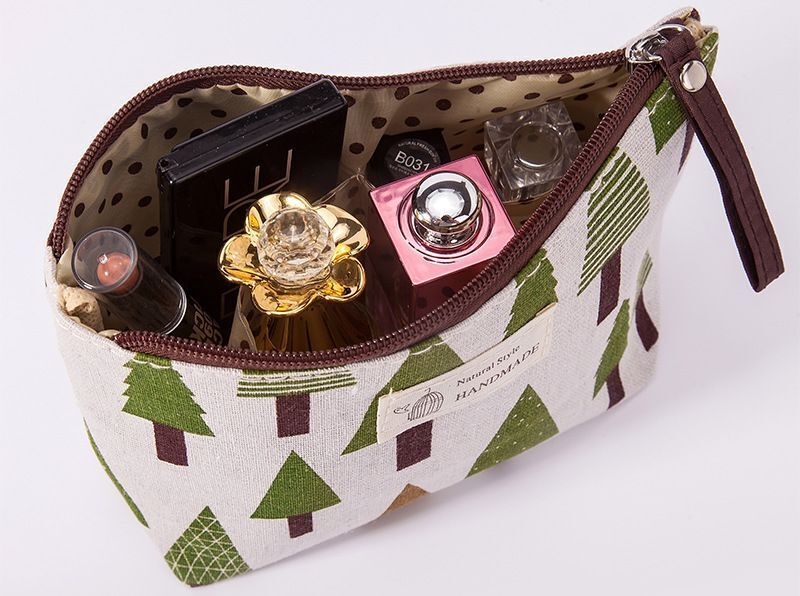 Canvas Makeup Bags Multicolor Pattern Cosmetic Travel Organizer Pouch 21*13*1 CM