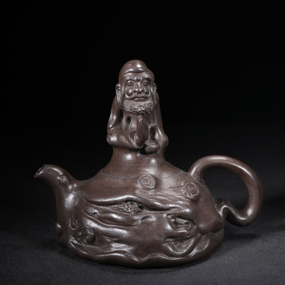 Chinese Yixing Zisha Clay Handmade Exquisite Teapot （达摩 底款：友泉）