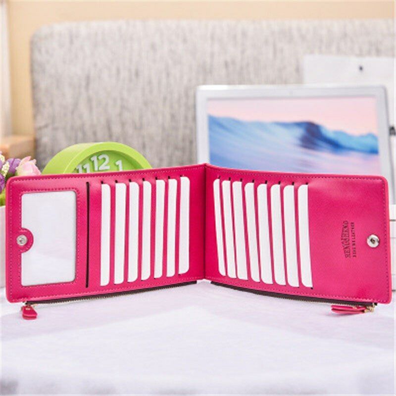 Unisex Long Zipper Wallet Card&ID Bag Clamps Purse Genuine Male&female Cash Clip