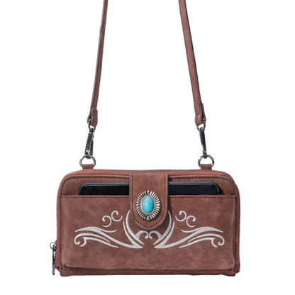Celela Women Turquoise Concho Embossed Shoulder Crossbody Bag Handbag Wallet