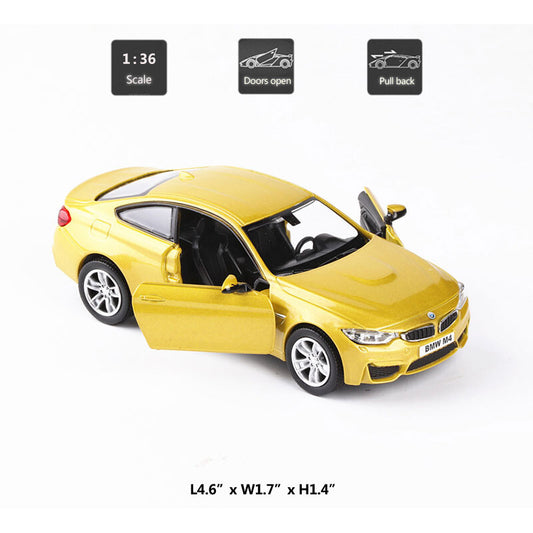 1/36 BMW M4 Model Car Metal Diecast Toy Vehicle Toys for Boys Kids Gifts Gold