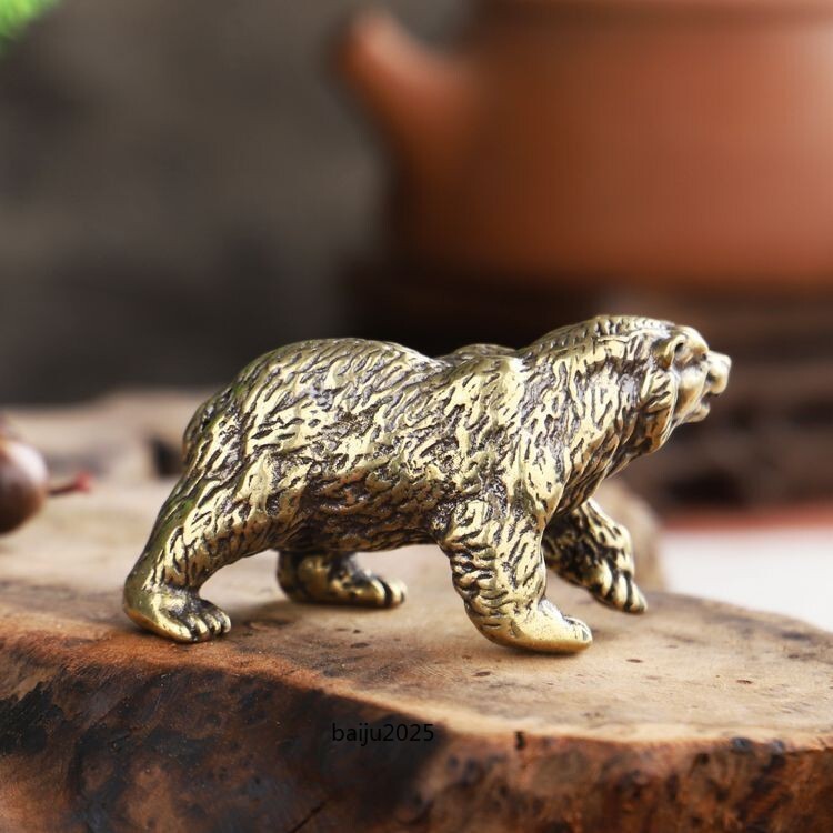 Solid Brass Bear Figurine Statue Animal Figurines Toys House Desktop Decoration