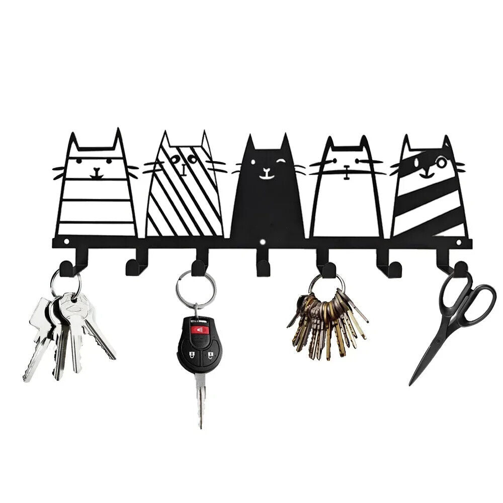 Cute Cat Decorative Hook, 7 Hooks, Coat Rack, Cat Decor Wall Mounted Coat Rack