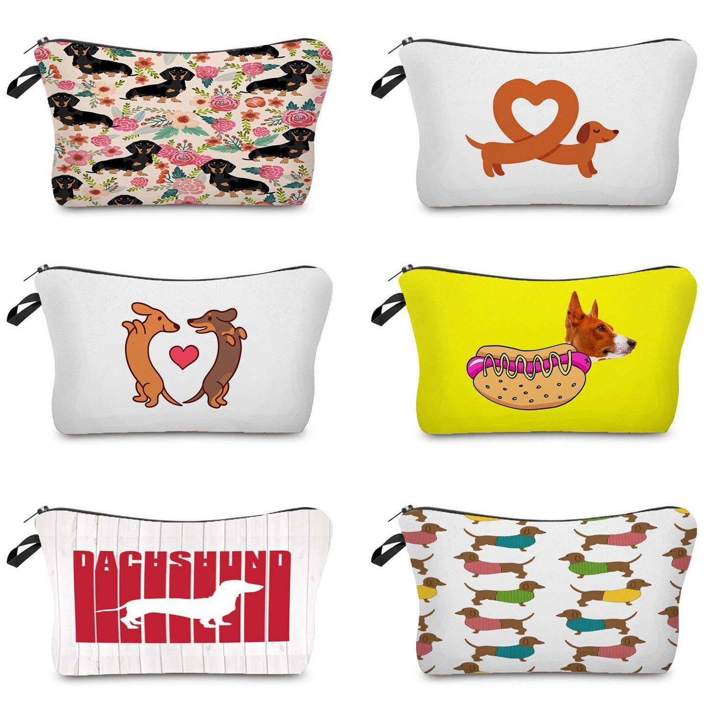 Cute Printed Cosmetic Bags Travel Storage Pouch Reusable Makeup Purse Polyester