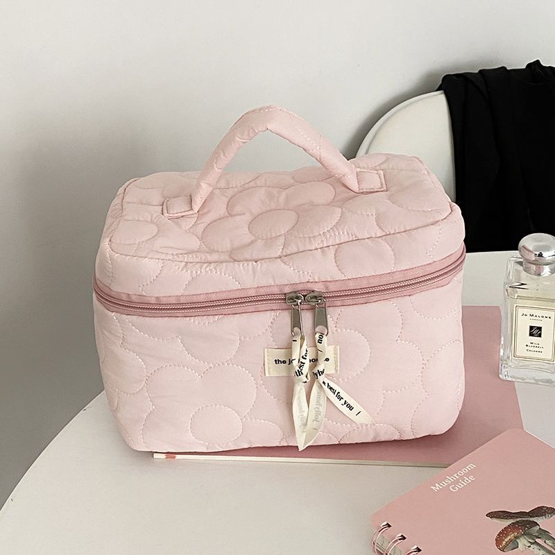 Flower Cloth Makeup Bag Cosmetic Organizer Small Storage Handbag Box Shape Purse