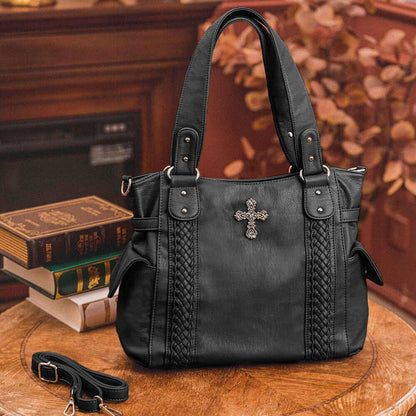Concealed Carry Women Shoulder PU Leather Tote Crossbody Handbag Purse Bag