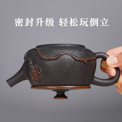 Handmade Jianshui Purple Pottery Teapot Wide Mouth Chinese Tea Kettle 180ml