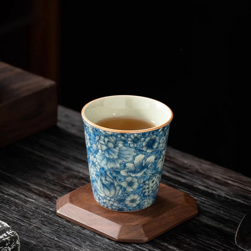120ml Blue White Ceramic Teacup Ru Kiln Crackle Glaze Kung Fu Teaset Tea Cup