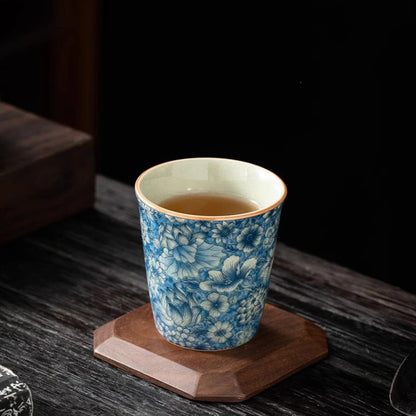 120ml Blue White Ceramic Teacup Ru Kiln Crackle Glaze Kung Fu Teaset Tea Cup