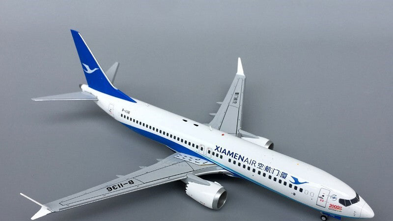 JC WINGS XIAMEN AIR for BOEING B737 MAX8 B-1136 2000th 1/200 diecast plane model
