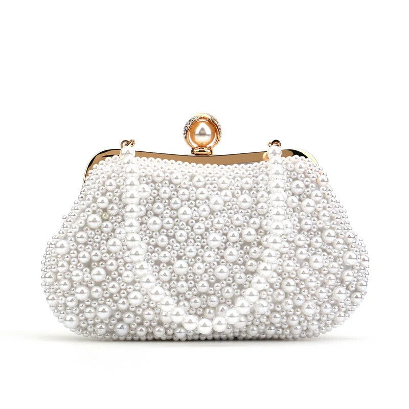 Beading Women Evening Bag With Chain Shoulder Pearl Handbags Chain Shoulder