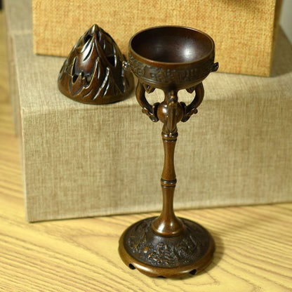 Pure Copper Dragon Phoenix Boshan Incense Burner 23x5.5cm Antique Censer 450g