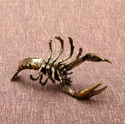 chinese old brass handmade statue casting shrimp collectable