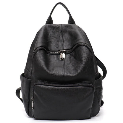 Genuine Leather Backpack Women Men Shoulder Bag School Travel Cowhide