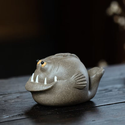 Purple Clay Puffer Fish Teapet Tea Animals from Yixing