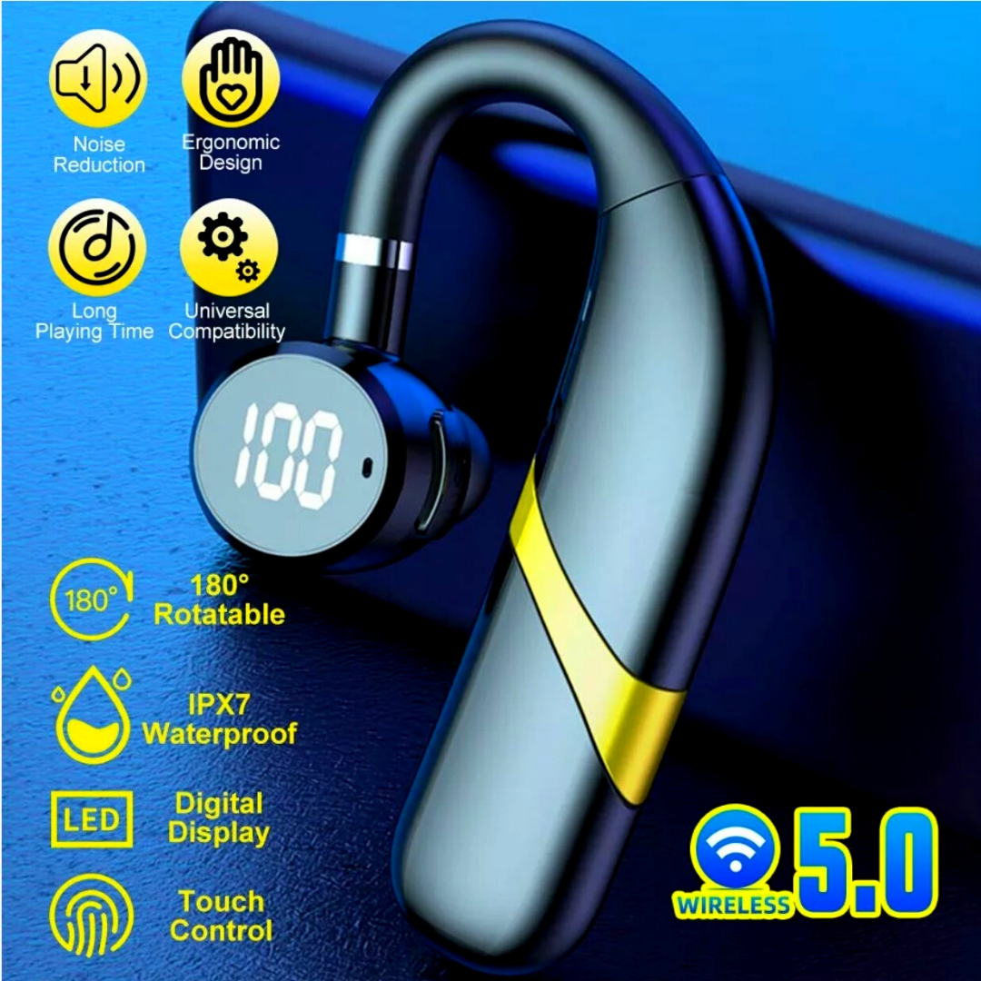 Wireless Bluetooth 5.0 Earpiece Headset Driving Trucker Earbuds Noise Cancelling