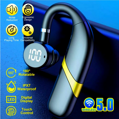 Wireless Bluetooth 5.0 Earpiece Headset Driving Trucker Earbuds Noise Cancelling
