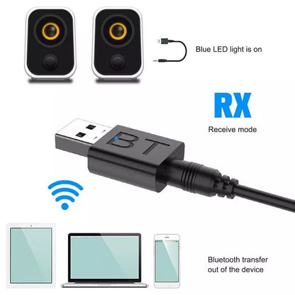5.0 Audio Receiver Wireless Bluetooth 3.5mm AUX To USB Car Music Adapter *2Pack*