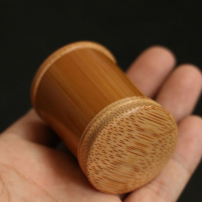 Handmade Old Bamboo Tea Caddy 5.5x7.5cm Airtight Screw Lid Storage Jar