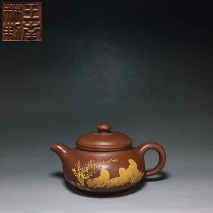 vintage chinese yixing purple clay teapot zisha ceremony carving Collectible art