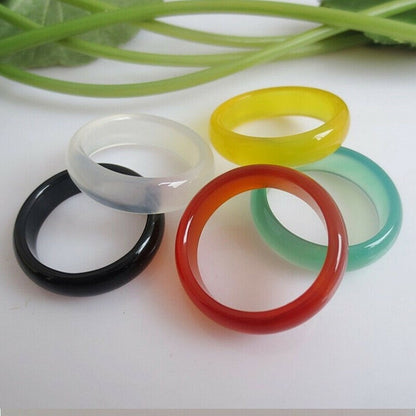 10/100pcs Wholesale Natural Agate Ring Jewelry Gemstone Colorful Band Rings Lots