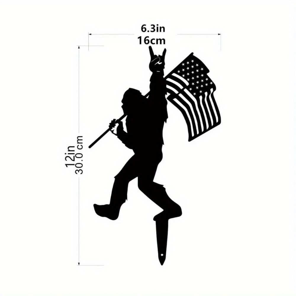 HelloYoung Bigfoot Metal Garden Stakes 1pc Patriotic Sasquatch Yard Art