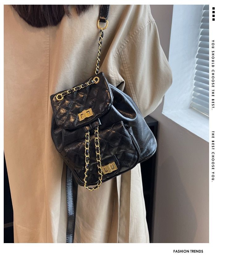 Backpack Shoulder Bag Chain Small Handbag Purse Polyester Traveling Softback 1PC