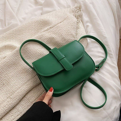 Solid Color Bag Green Leather Crossbody Shoulder Purse Fashion Handbag 20*16*7CM
