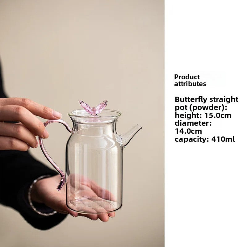 Glass Butterfly Cover Kettle Teapot Household Teapot -