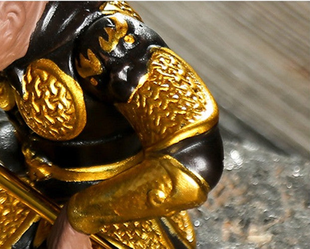 4.53" Monkey King Statue Creative Home Table Decoration Yixing Zisha Tea Pet