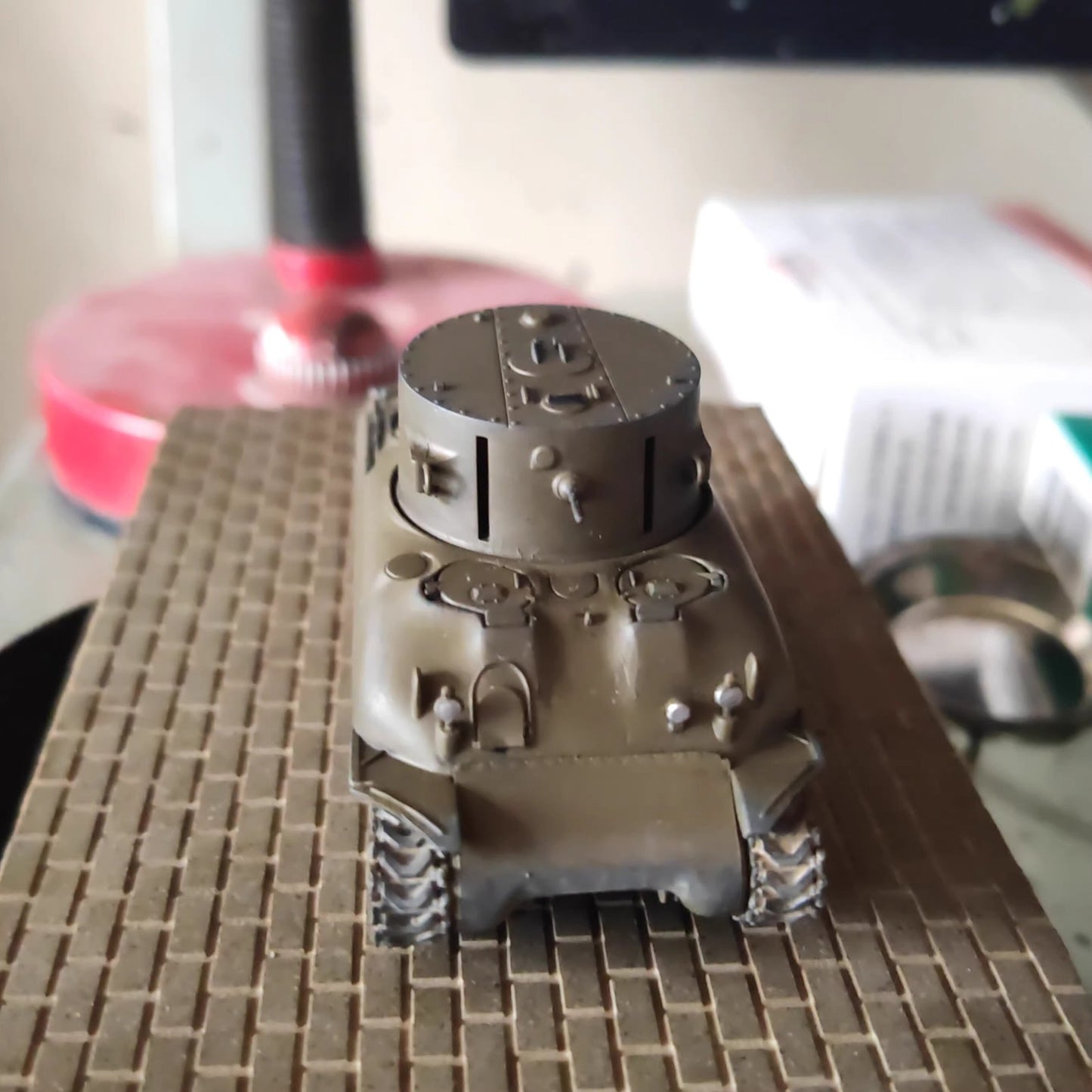 Homemade 1/72 Searchlight Sherman Tank Finished Model Painted Ornament Toys