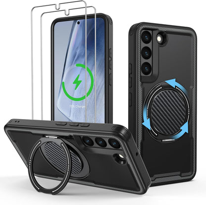 For Galaxy-S22 Case: with 2 PCS Screen Protector for S22 Phone Case, Strong Magn