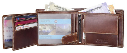 New Caramel Brown Bi-Fold Leather Men's Wallet RFID Protection Gift Item