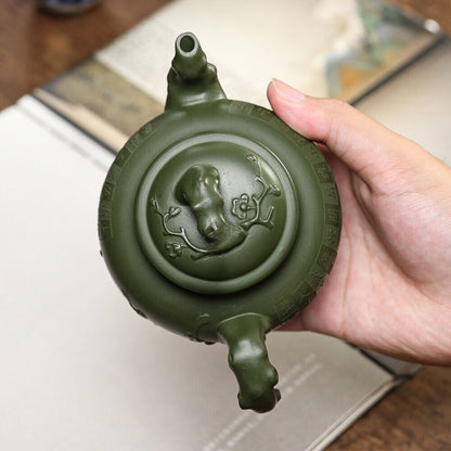 Full Handmade Tea Pot With String Bead Original Ore Real Yixing Zisha Green Clay