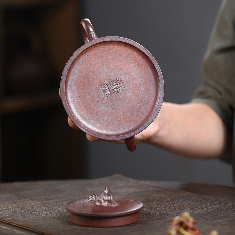 Full Handmade Tea Pot Hand Carved Mountain Design Real Yixing Zisha Master Pot