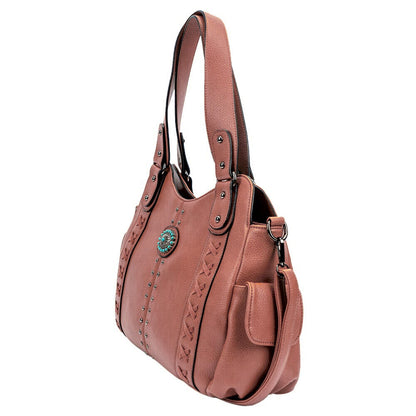 2x Women Shoulder Handbag Bag Concealed Carry Studs Stitch Hobo Bag With Purse