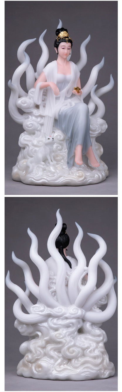 Nine Tailed Fox Fairy God Statue Marriage Love Bedroom Feng Shui Decor